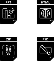 files format glyph icons set vector image