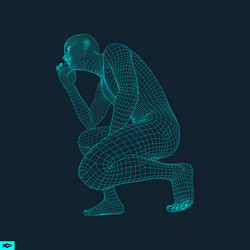 man in a thinker pose 3d model geometric vector image