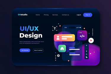 modern 3d of landing page ui design vector