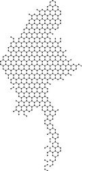 myanmar map from abstract futuristic hexagonal vector image