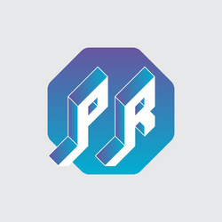PR Monogram - Hexagonal 3D Font vector image