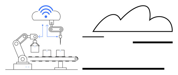 robotic arm automation connected to cloud data vector image
