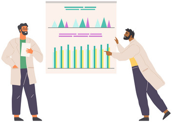 scientist works with data analytics and research vector image