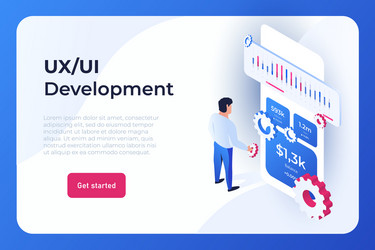 ui ux development landing page concept vector image