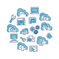 cloud computing network set icons vector image