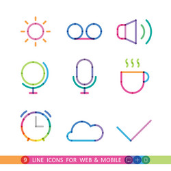 set from 9 line icons for web and mobile vector image