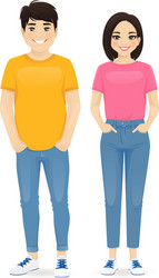Young asian people in casual clothes vector
