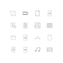 files and folders sign linear thin icons set vector image