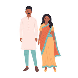 indian couple in traditional clothes man vector