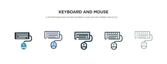 keyboard and mouse icon in different style two vector