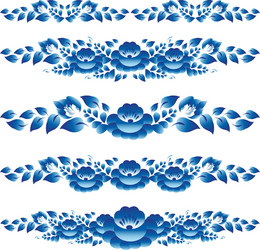 blue floral design elements and page decoration vector