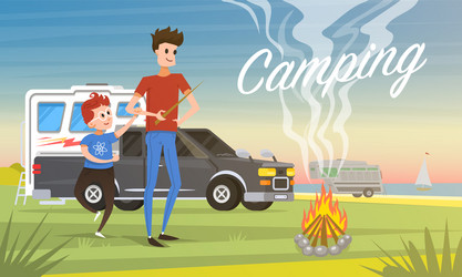 Camping holidays travel with the family vector