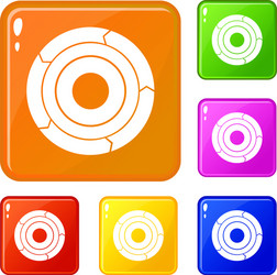 chart pie with arrows icons set color vector image