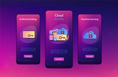 Cloud computing security app interface template vector