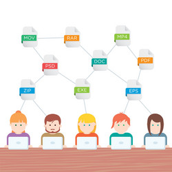 file extensions people with computers vector image