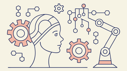 robotic automation human machine interaction vector image