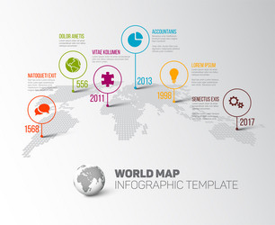 World Map with Pointer Icons vector image