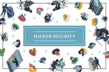 isometric hacking activity concept vector image