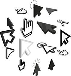 mouse pointer icons set isometric 3d style vector image