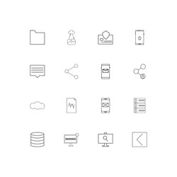 Network and database linear thin icons set vector