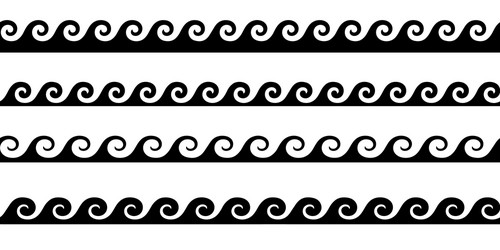 set wavy horizontal lines design element vector image