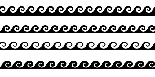 Set wavy horizontal lines design element vector