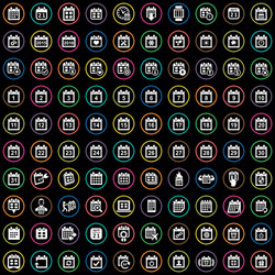 calendar 100 icons universal set for web and ui vector image