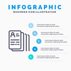 document find job search line icon with 5 steps vector image