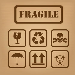 Fragile design over brown background vector