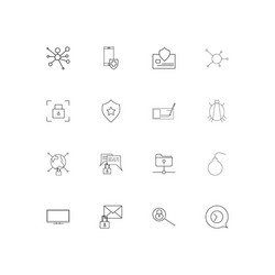 Internet security linear thin icons set outlined vector