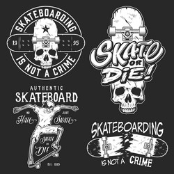 Skateboarding Emblems & Typography Vector Image