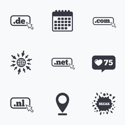 top-level domains signs de com net and nl vector image