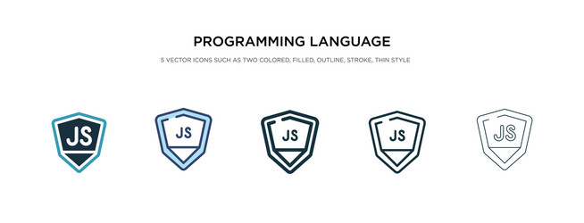 Programming language icon in different style two vector