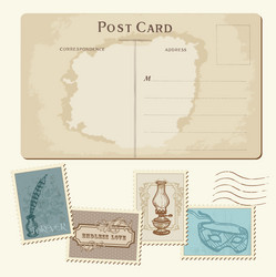 Vintage Postcards & Stamps Vector Image