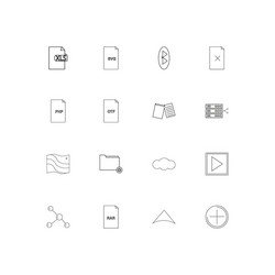 files and folders sign linear thin icons set vector image