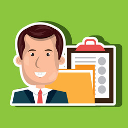 man with folder and clipboard isolated icon design vector image