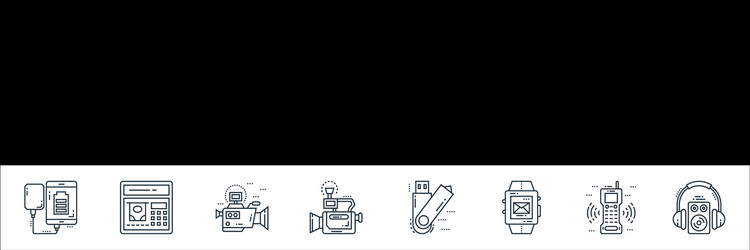 technology devices line icons linear set quality vector image