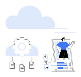 cloud-based fitness app with data synchronization vector image