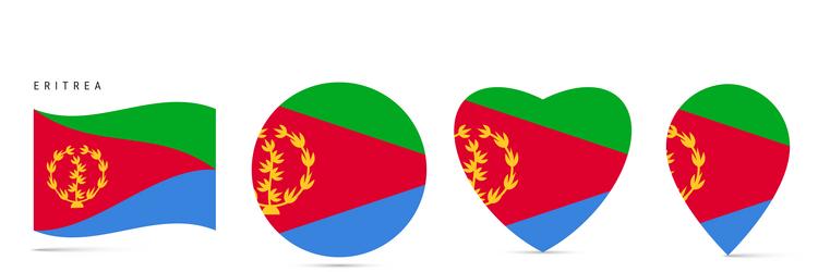 eritrea waving flag circle badge heart shaped map vector image