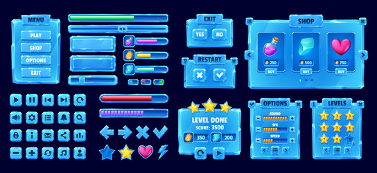 Ice Crystal Game UI Elements vector image