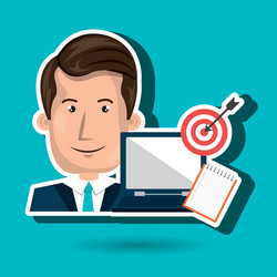 man with computer isolated icon design vector image