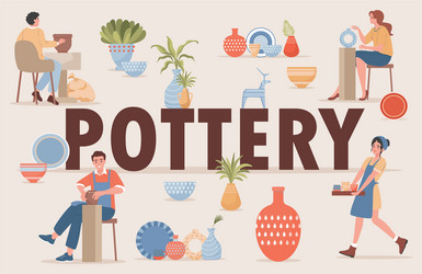 pottery flat banner template with text vector