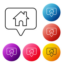 black line map pointer with house icon isolated vector image