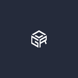 gr initial hexagon logo design vector image