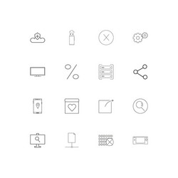 internet technologies linear thin icons set vector image