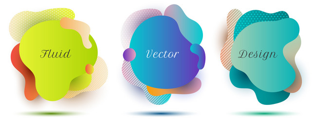 set abstract fluid gradient color shape badges vector