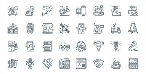 technology devices line icons linear set quality vector image