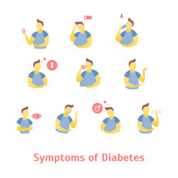 cartoon symptoms diabetes infographics concept vector