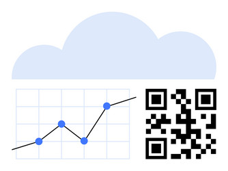 cloud storage with qr code and data progress chart vector image