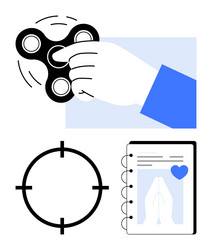hand spinning fidget spinner with target icon vector image